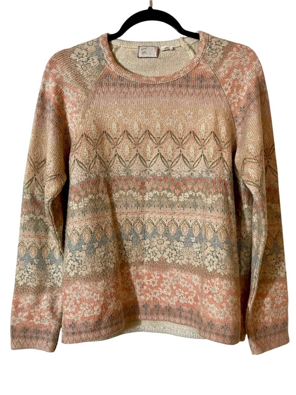 Anthropologie Fair Isle Nordic Sweater Medium Boho Cottagecore - Picture 2 of 8